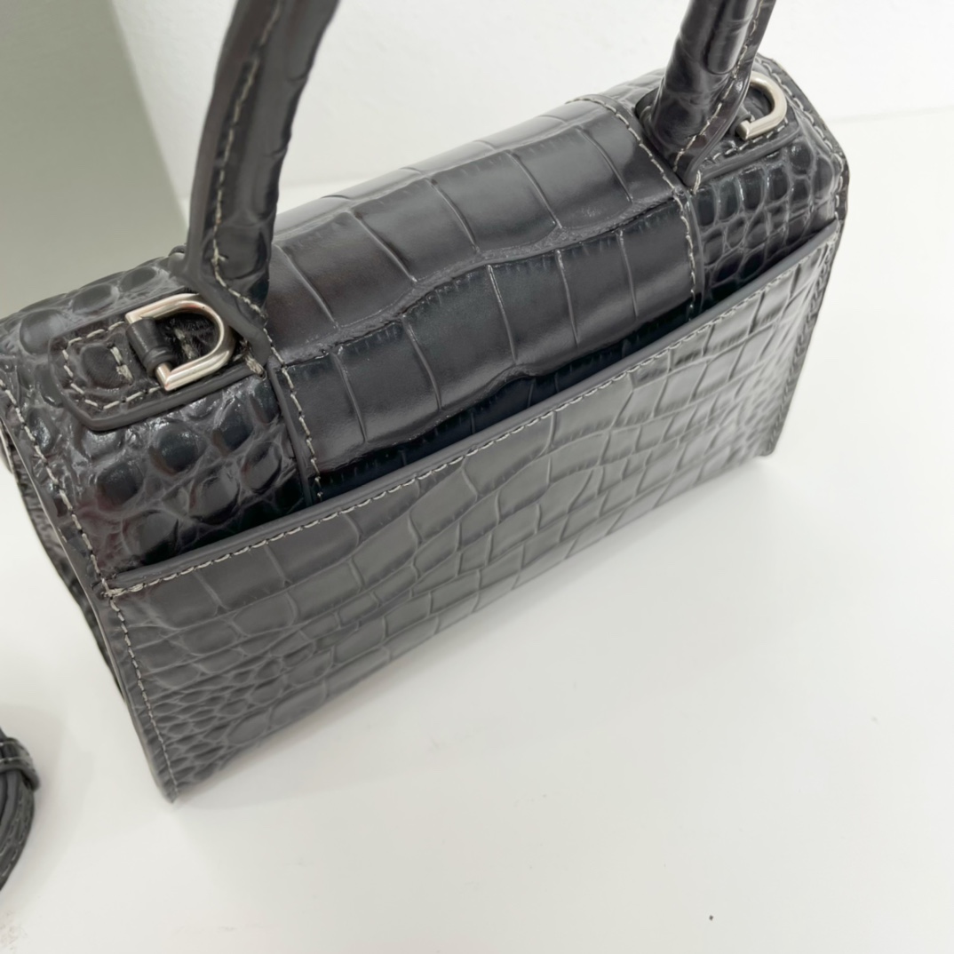 巴黎世家BalenciagaHourglass沙漏包Xs号1️9️cm高级感满满的黑灰色进口原单小牛皮压