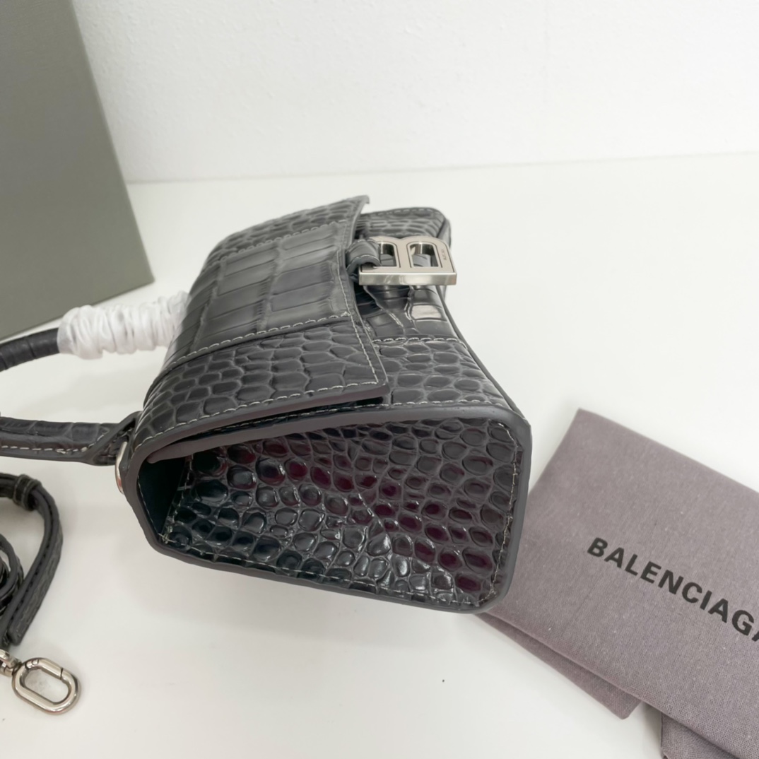 巴黎世家BalenciagaHourglass沙漏包Xs号1️9️cm高级感满满的黑灰色进口原单小牛皮压