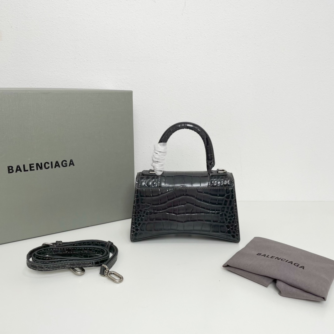 巴黎世家BalenciagaHourglass沙漏包Xs号1️9️cm高级感满满的黑灰色进口原单小牛皮压