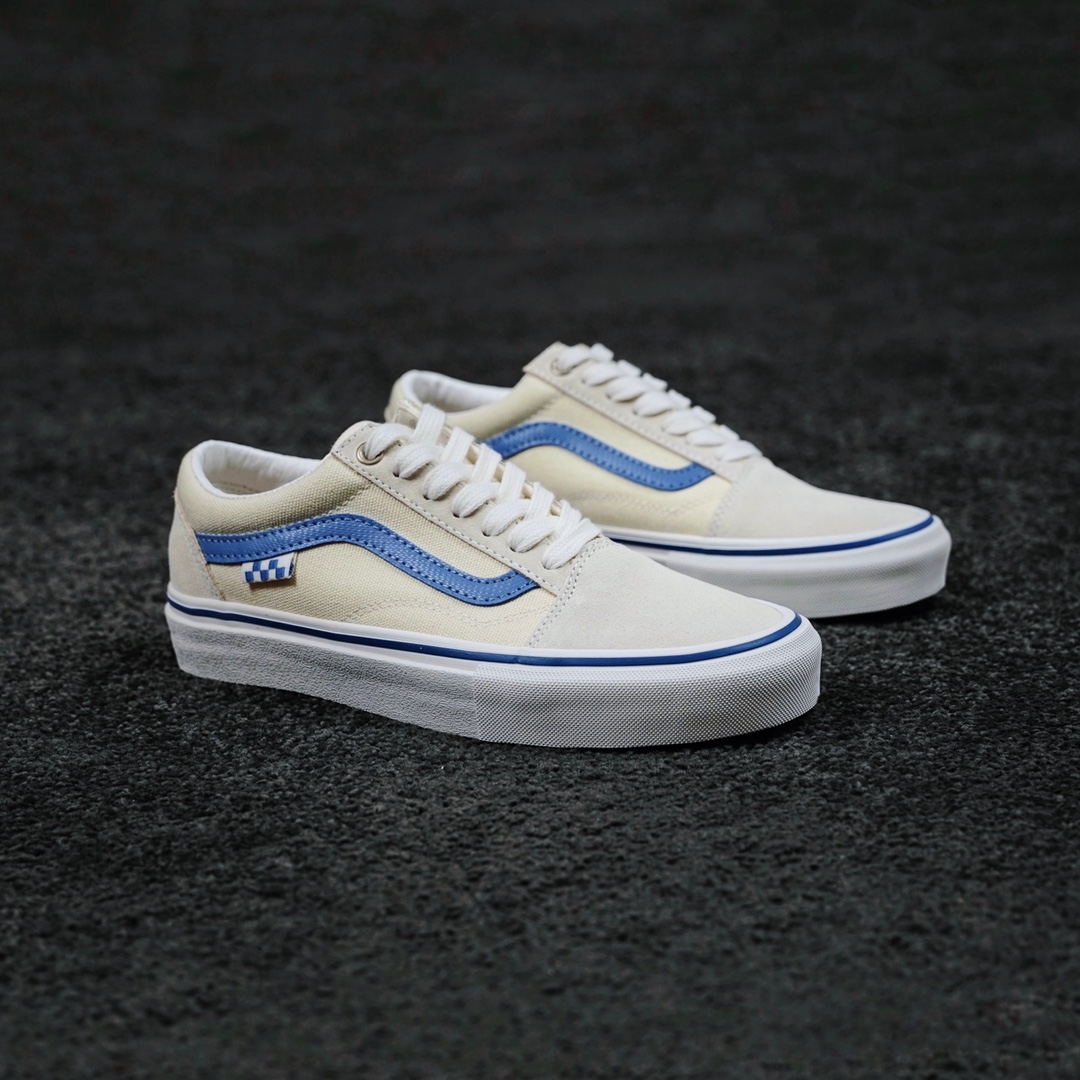 G0 Vans Old Skool 奶白蓝范斯官方 奶白蓝色侧边条纹 职业滑板鞋 随意百搭 舒适透气