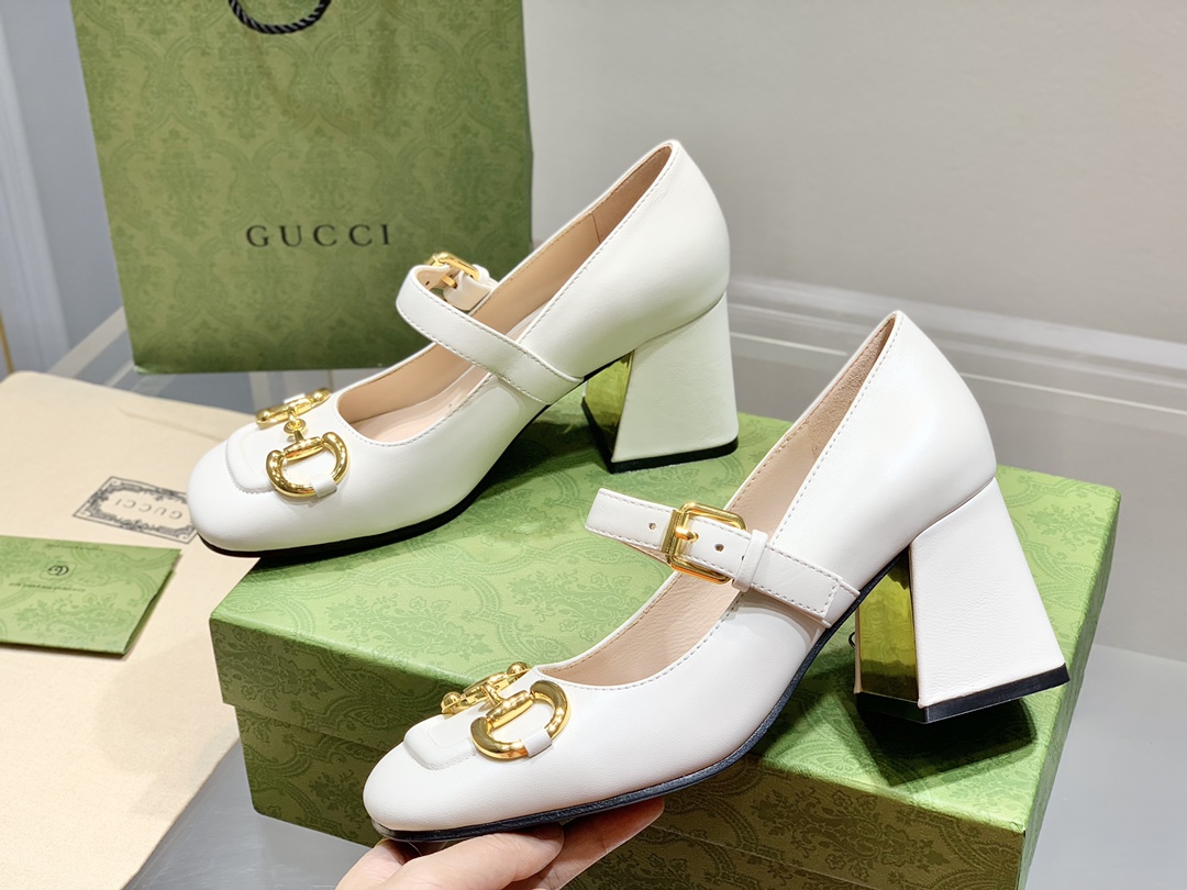 Gucci古奇22年夏季新款Baby玛丽珍高跟单鞋真皮底跟高:7.5cm35-39️订做34.40无退换