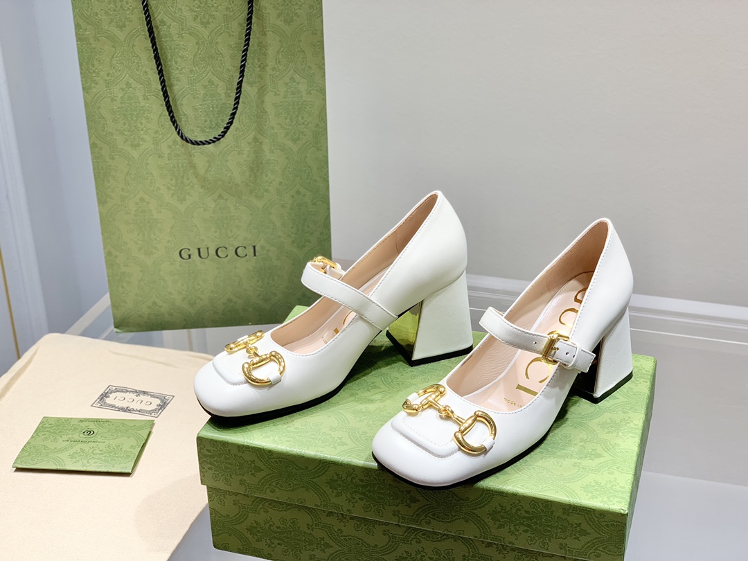 Gucci古奇22年夏季新款Baby玛丽珍高跟单鞋真皮底跟高:7.5cm35-39️订做34.40无退换