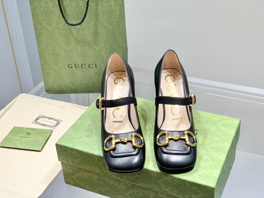 Gucci古奇22年夏季新款Baby玛丽珍高跟单鞋真皮底跟高:7.5cm35-39️订做34.40无退换