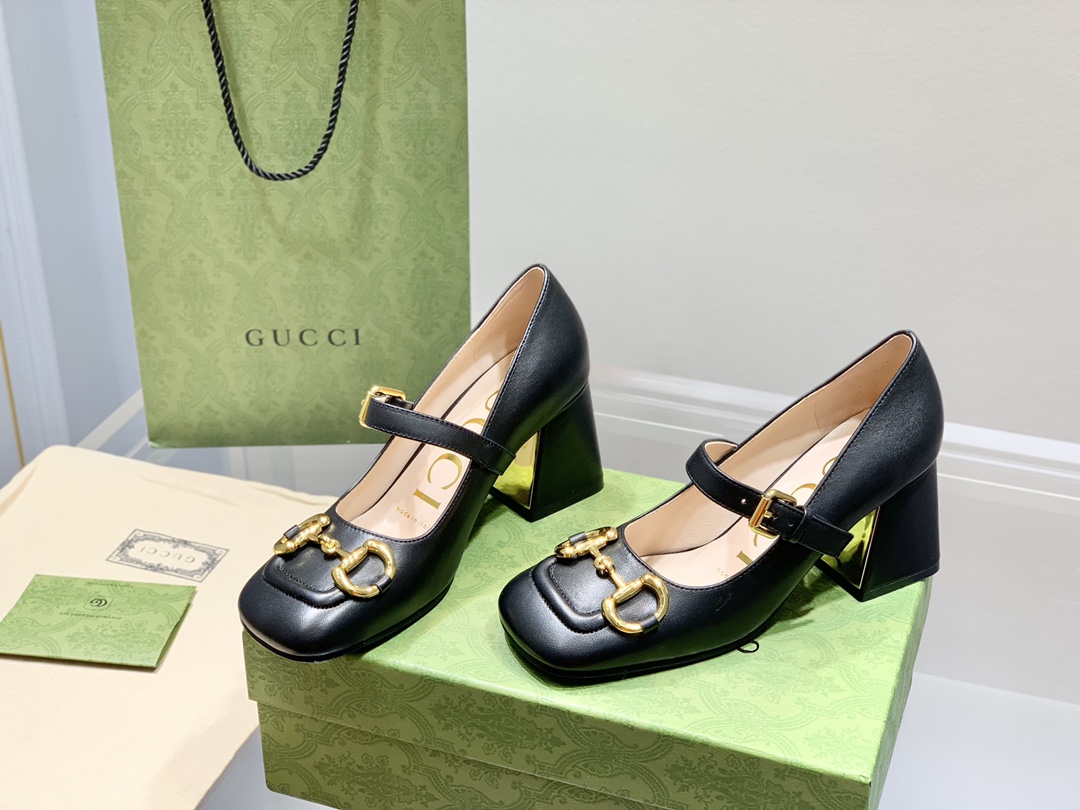 Gucci古奇22年夏季新款Baby玛丽珍高跟单鞋真皮底跟高:7.5cm35-39️订做34.40无退换