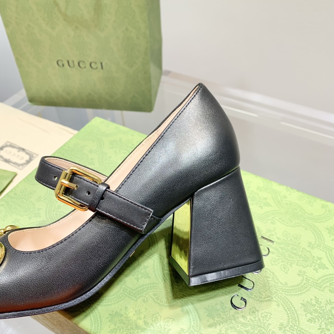 Gucci古奇22年夏季新款Baby玛丽珍高跟单鞋真皮底跟高:7.5cm35-39️订做34.40无退换