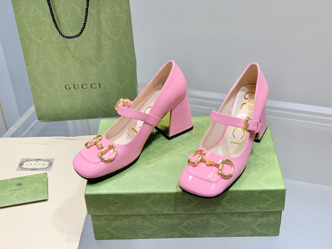 Gucci古奇22年夏季新款Baby玛丽珍高跟单鞋真皮底跟高:7.5cm35-39️订做34.40无退换