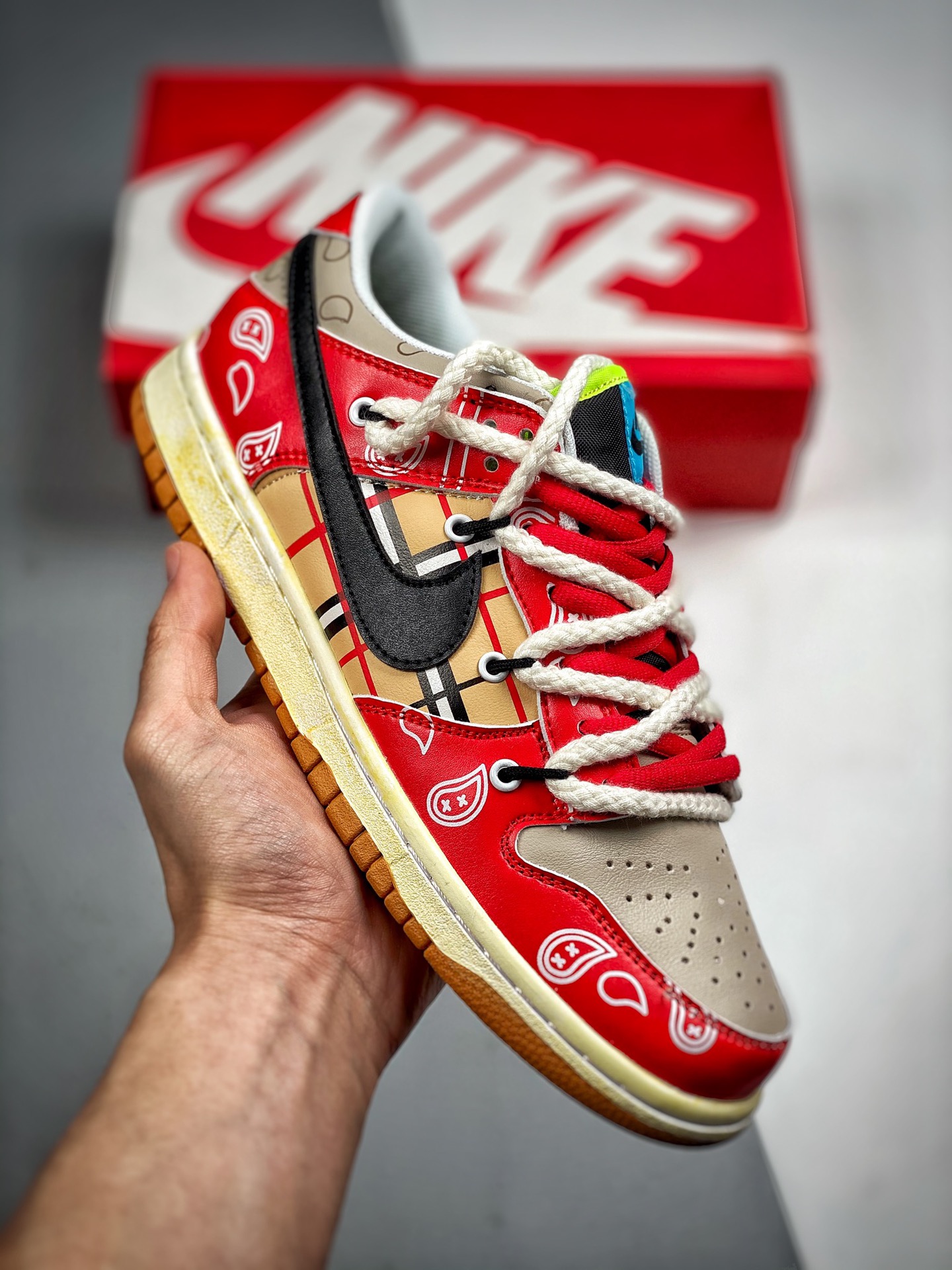 -2 Nk Dunk SB Low estampado de cachemir deconstructivo. Materiales originales de primera capa, edición exclusiva proces…