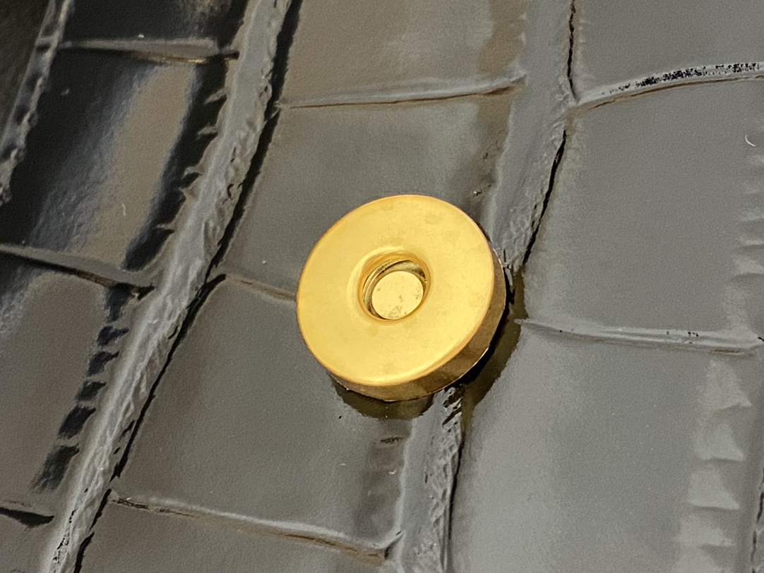 Balenciaga Hourglass XS 19CM BAG 鳄鱼纹沙漏包 592833黑色/金扣