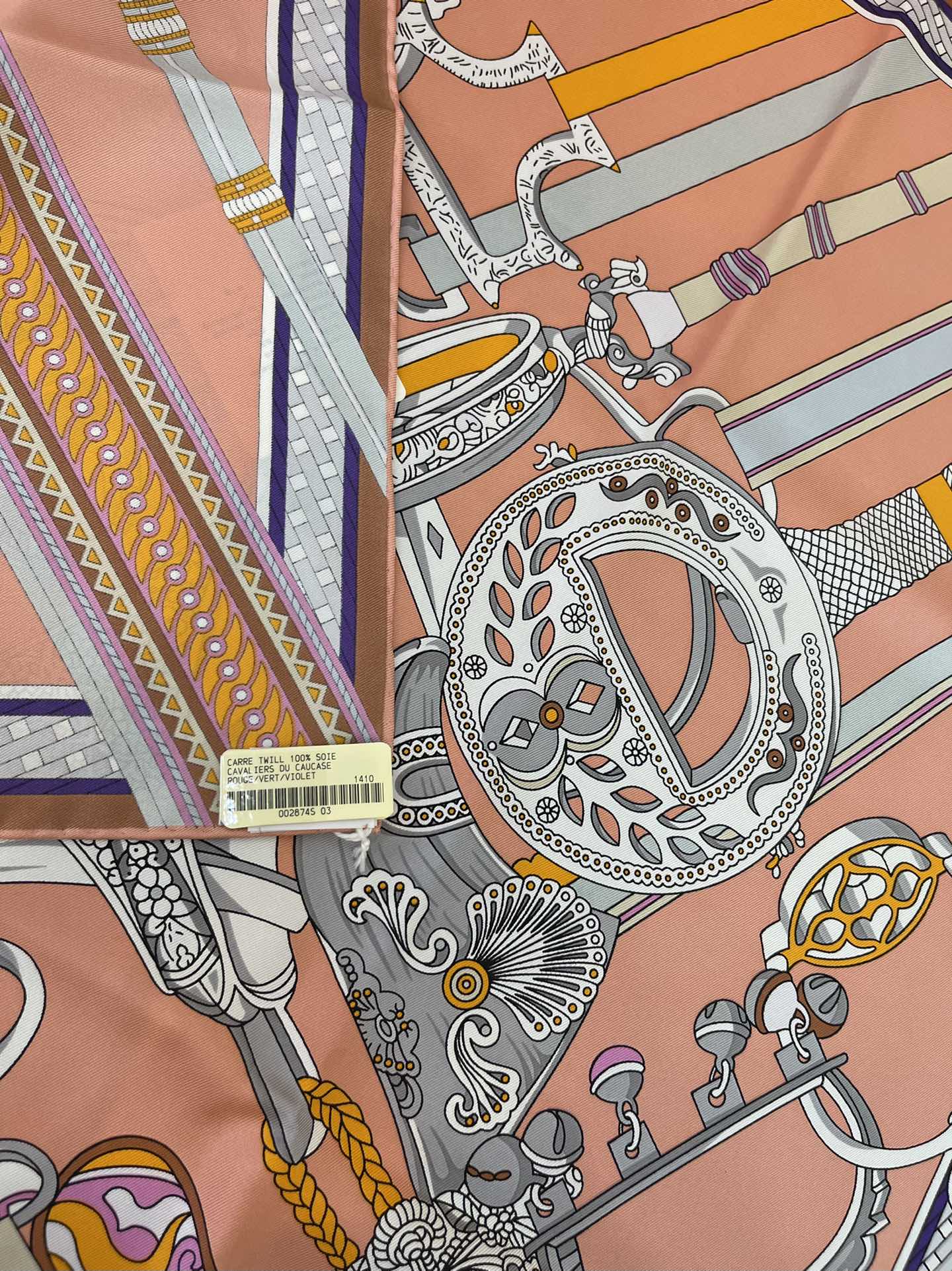 Hermes爱马仕『马镫竞赛』100%真丝方巾