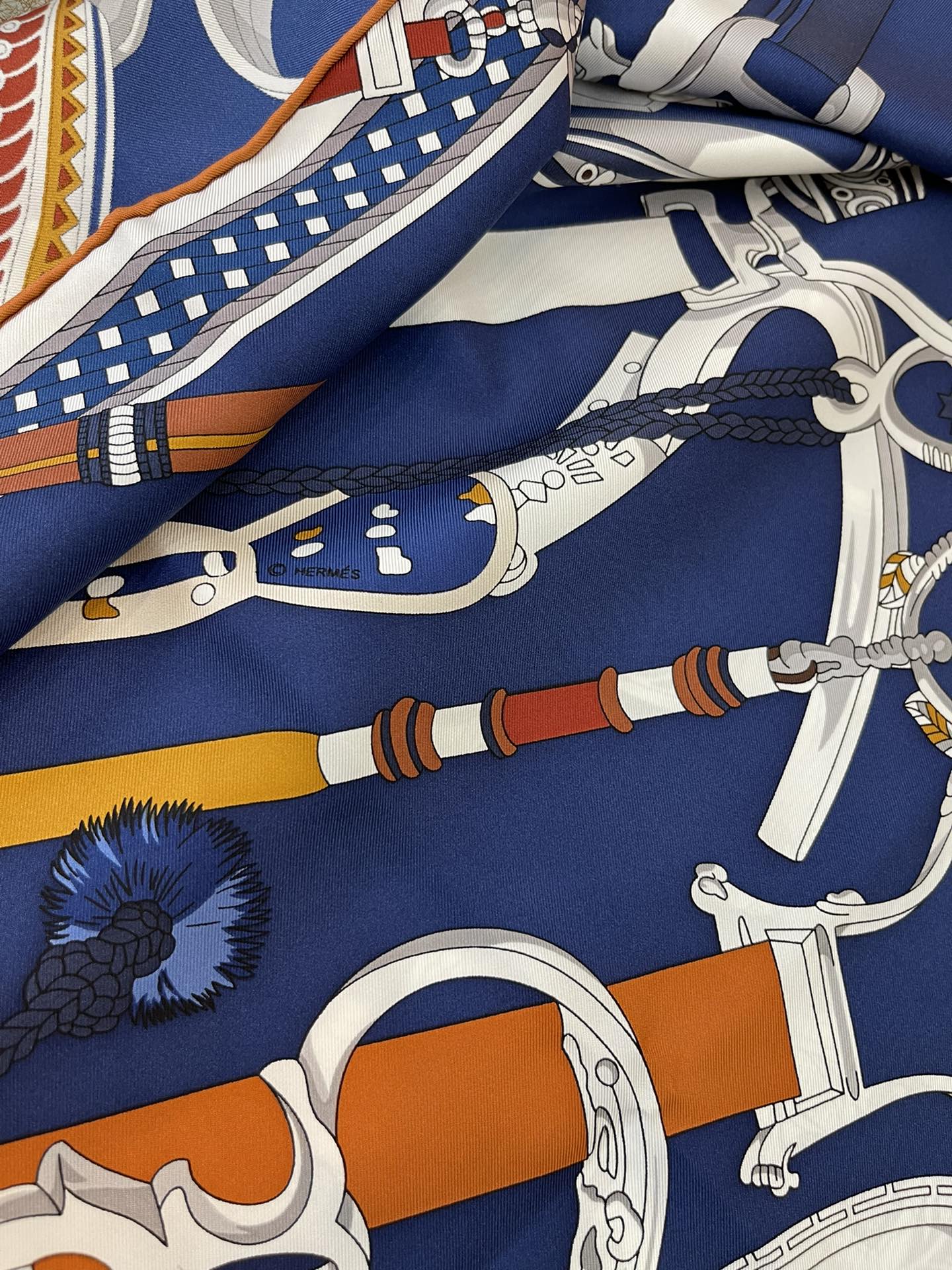 Hermes爱马仕『马镫竞赛』100%真丝方巾