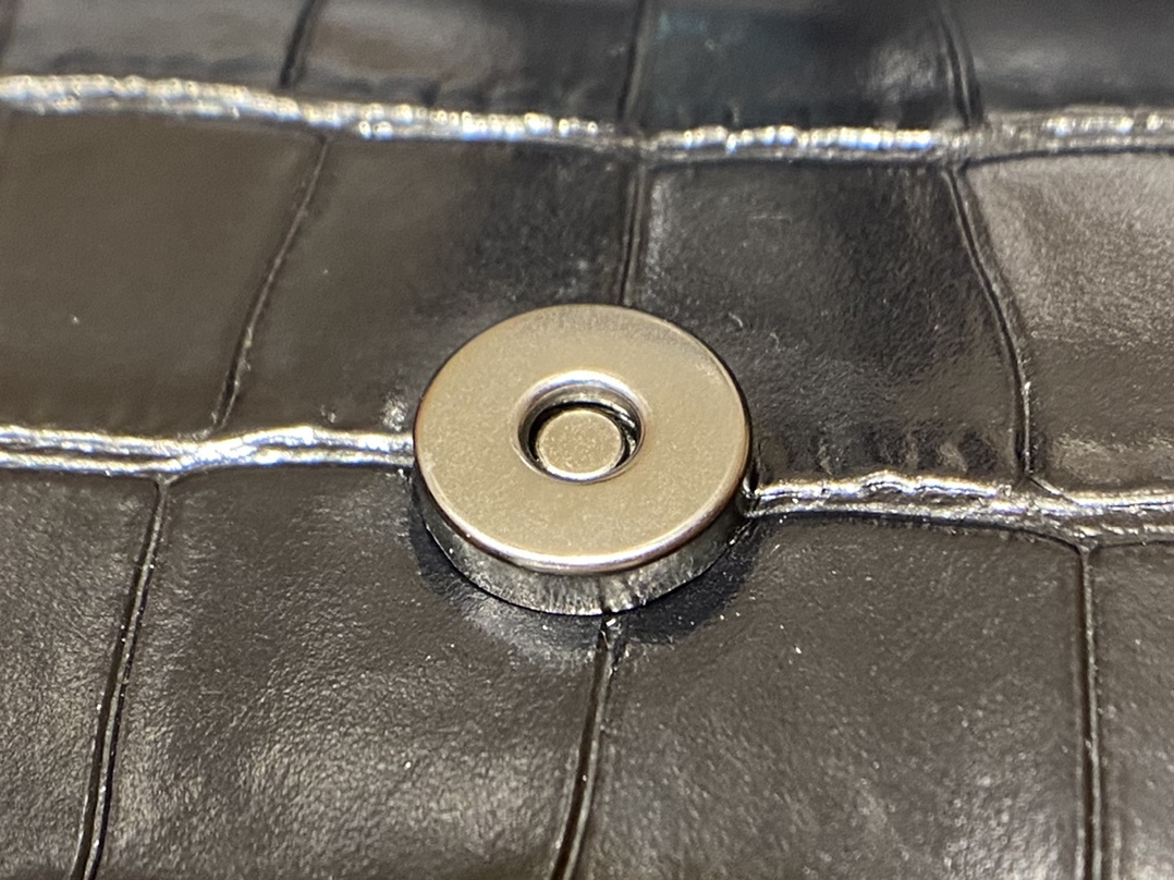 Balenciaga Hourglass XS 19CM BAG 鳄鱼纹沙漏包 592833黑色/黑扣