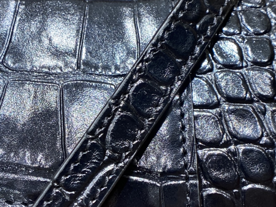 Balenciaga Hourglass XS 19CM BAG 鳄鱼纹沙漏包 592833黑色/银扣