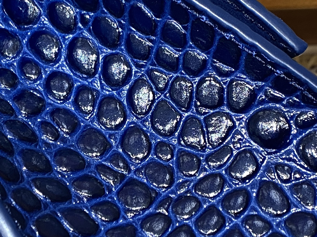 Balenciaga Hourglass XS 19CM BAG 鳄鱼纹沙漏包 592833蓝色/金扣