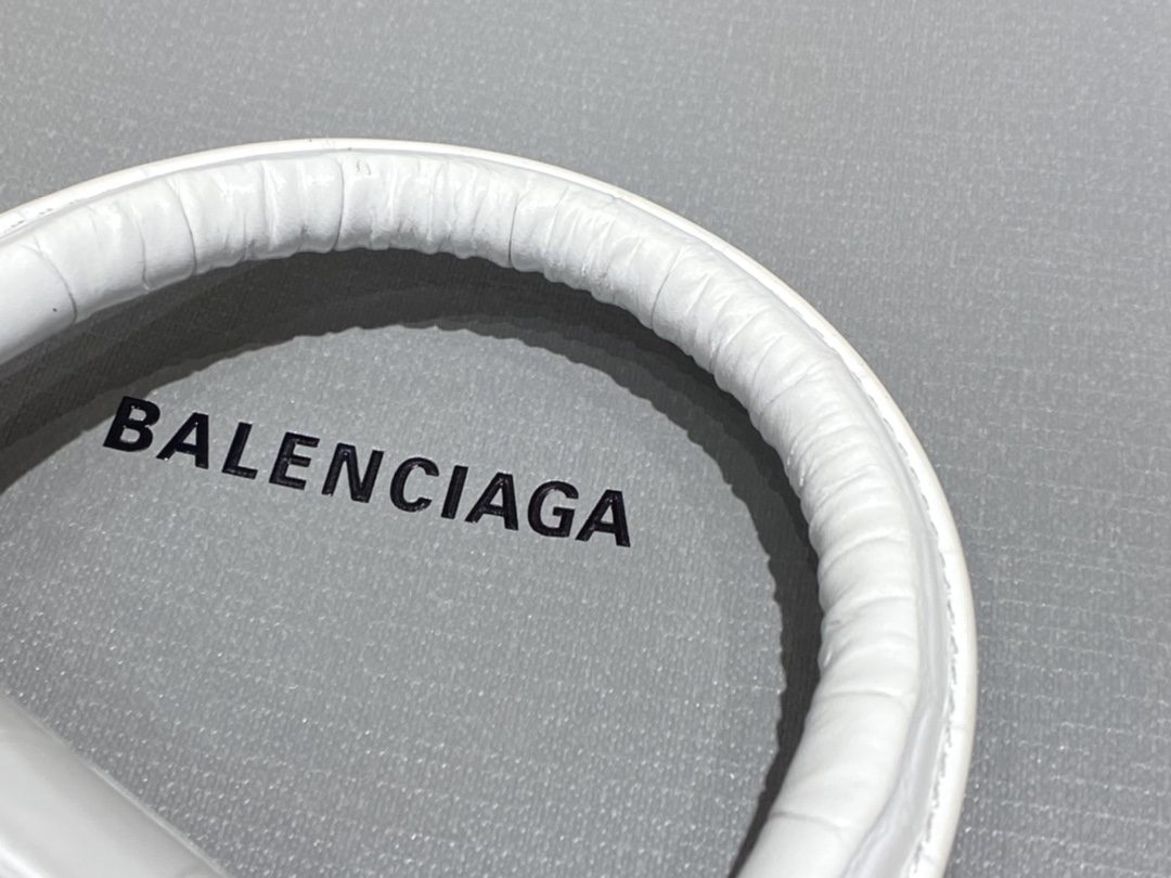Balenciaga Hourglass XS 19CM BAG 鳄鱼纹沙漏包 592833白色/金扣