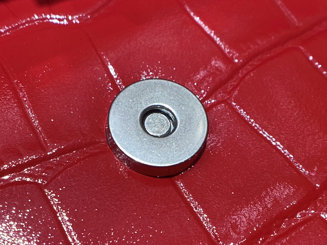 Balenciaga Hourglass XS 19CM BAG 鳄鱼纹沙漏包 592833红色/红扣