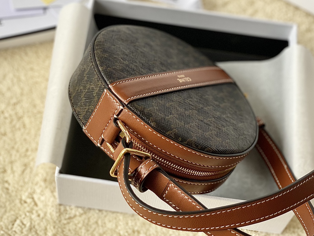 CELINE赛琳凯旋门老花圆饼包10342