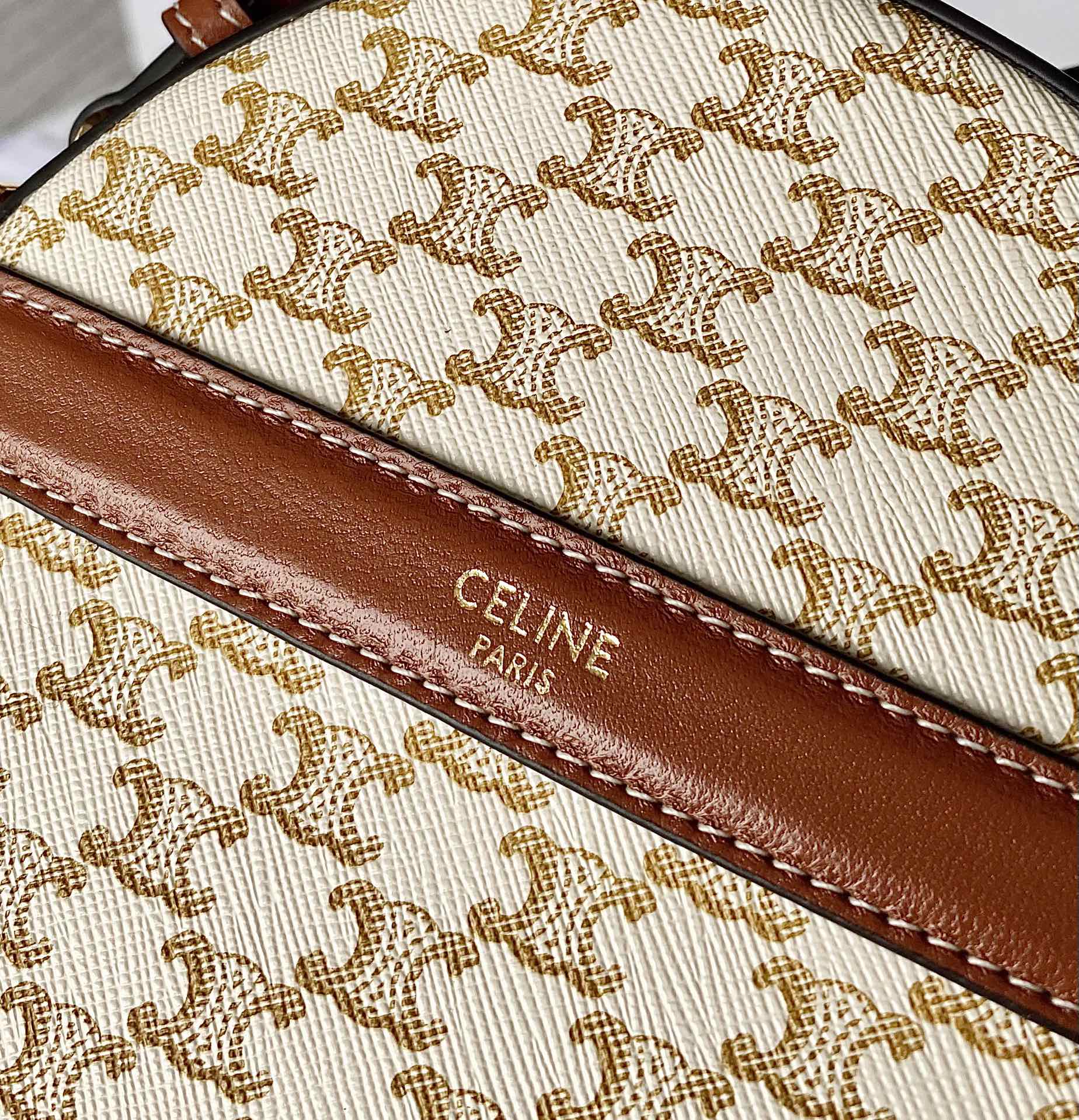 CELINE赛琳凯旋门老花圆饼包10342