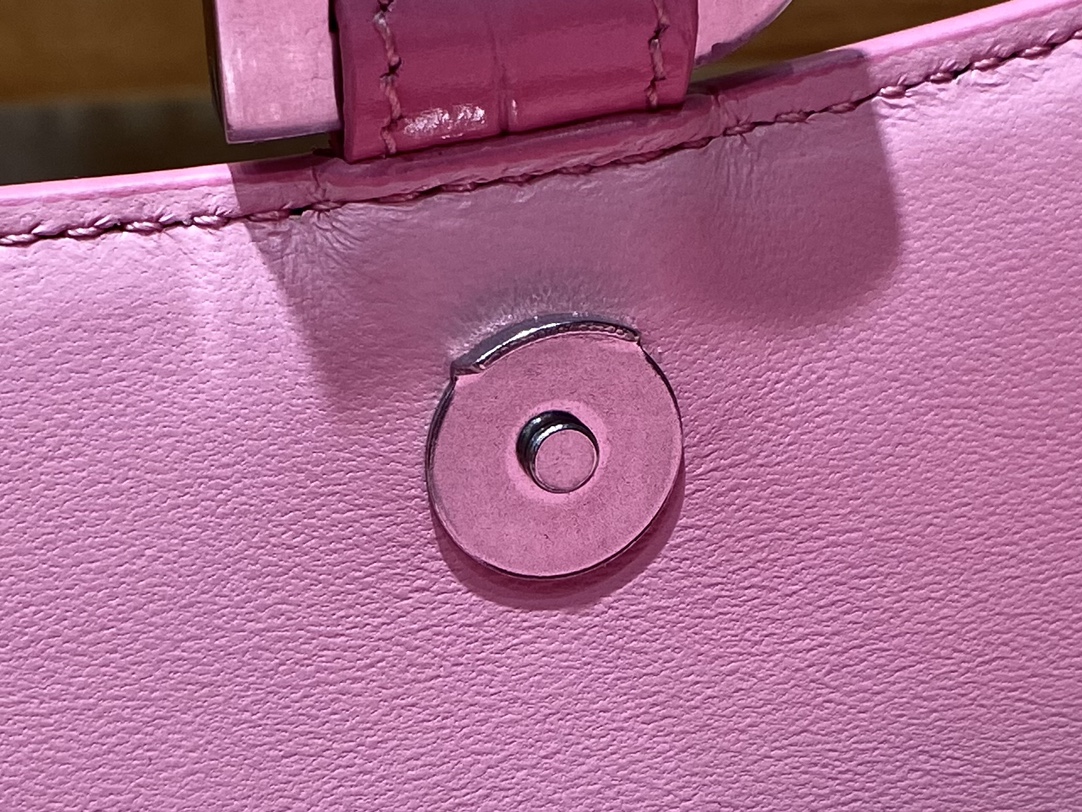 Balenciaga Hourglass XS 19CM BAG 鳄鱼纹沙漏包 592833粉色/银扣