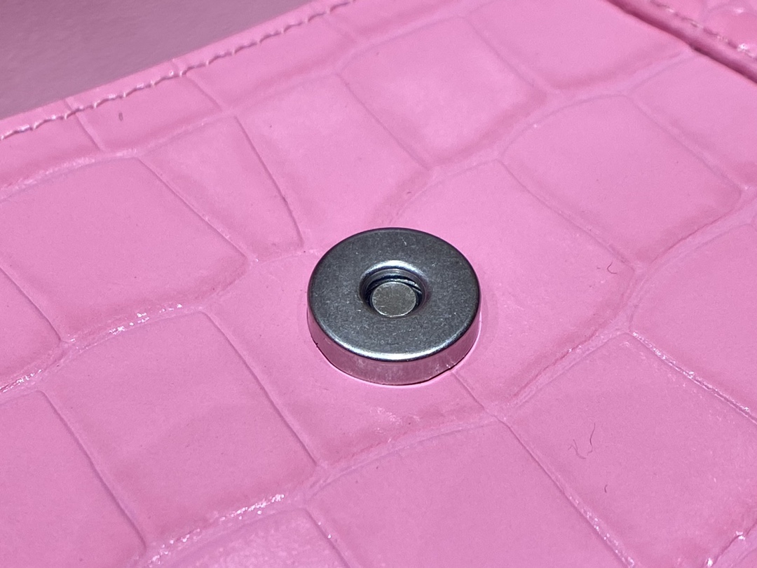 Balenciaga Hourglass XS 19CM BAG 鳄鱼纹沙漏包 592833粉色/银扣