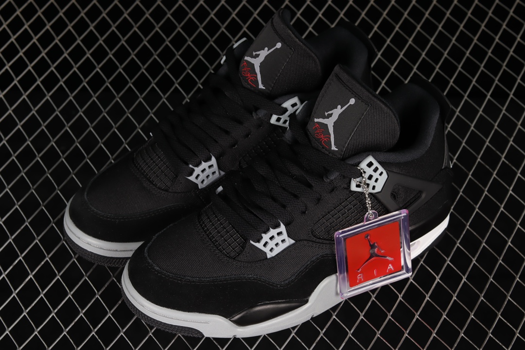 喬丹airjordan4retroolivecanvasaj4喬4黑灰牛仔籃球鞋dh7138006