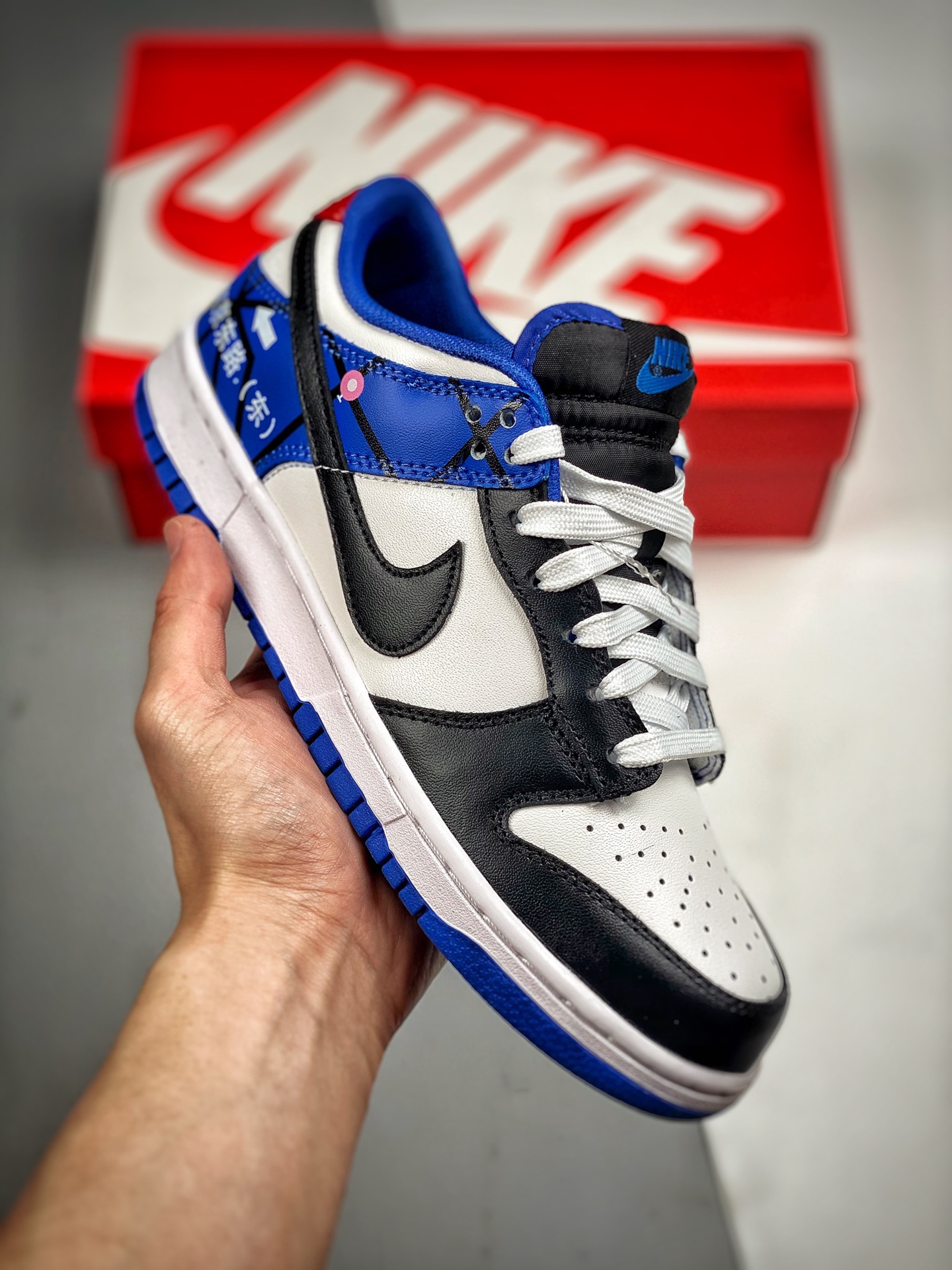 -2 Nk Dunk SB Low Shanghai Nanjing Road negro/blanco/azul. Materiales originales de primera capa, edición exclusiva pro…