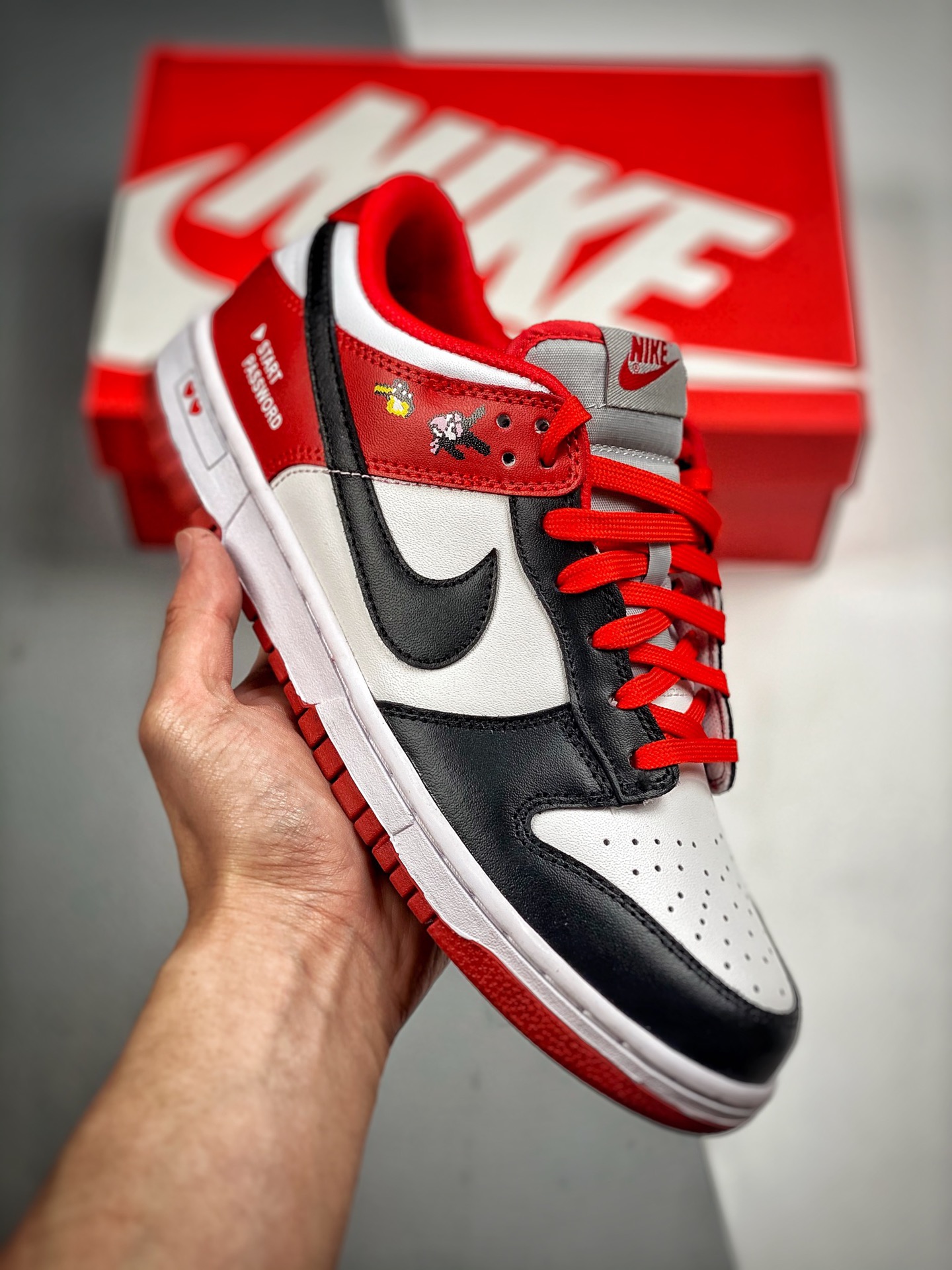 -2 Nk Dunk SB Low Adventure Island rojo/negro. Materiales originales de primera capa, edición exclusiva procesada por d…