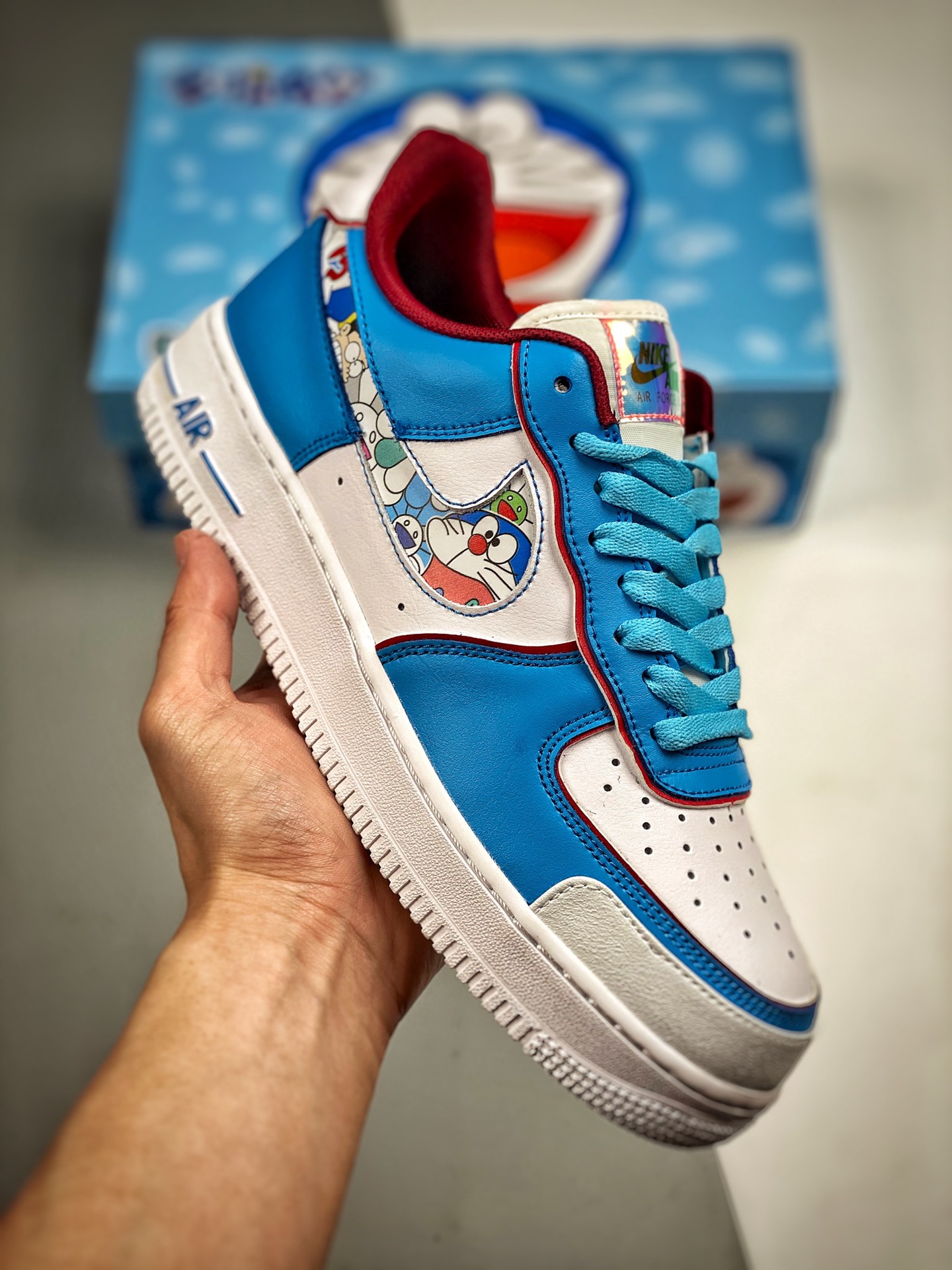 -3 Doraemon×Nike Air Force 1 Low叮当猫联名款 哆啦A梦空军一号低帮休闲板鞋 定制皮料 纯正空军板型 原装定制鞋盒 原楦头原纸板 内置全掌气垫 货号：BQ8988-106 Size：36 36.5 37.5 …