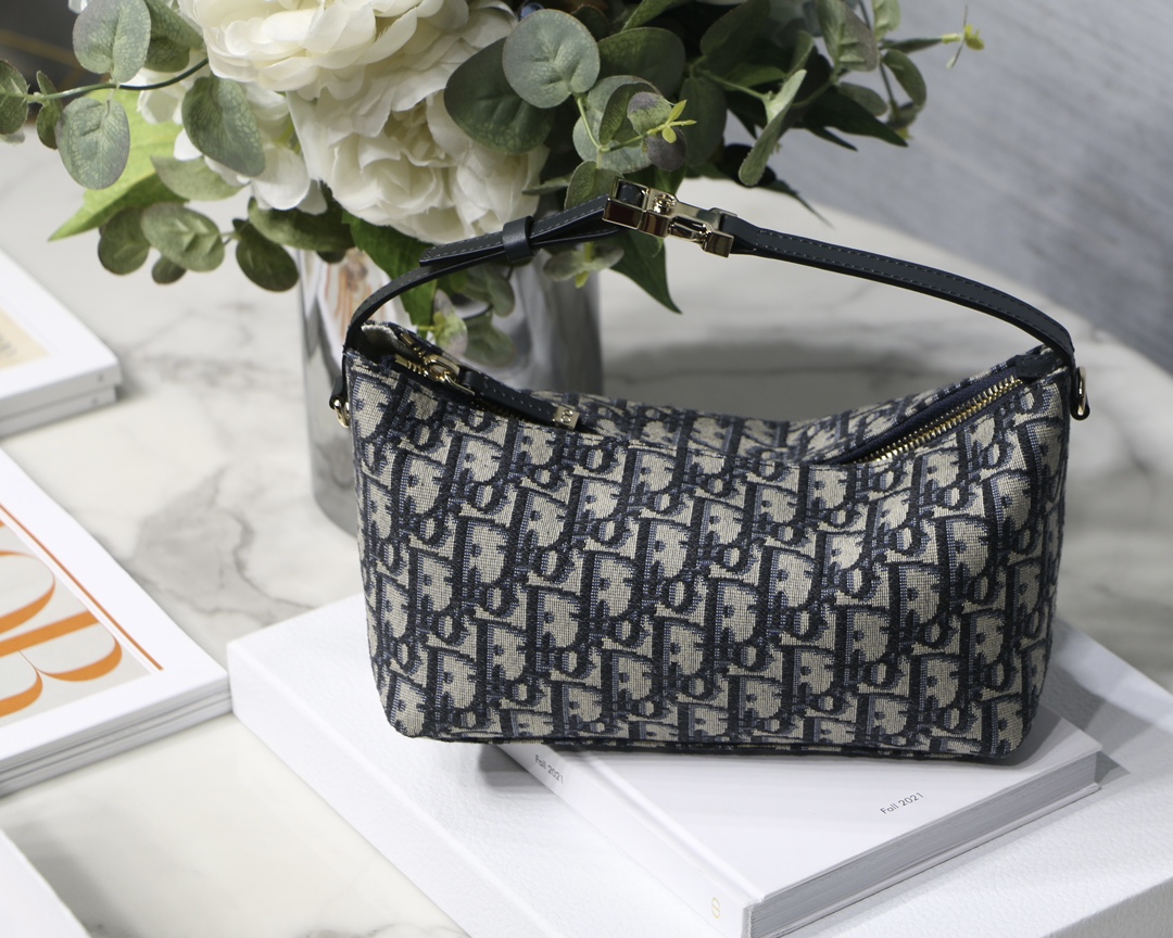 DIOR Oblique средний клатч стёганый узор каниж с верхней ручкой