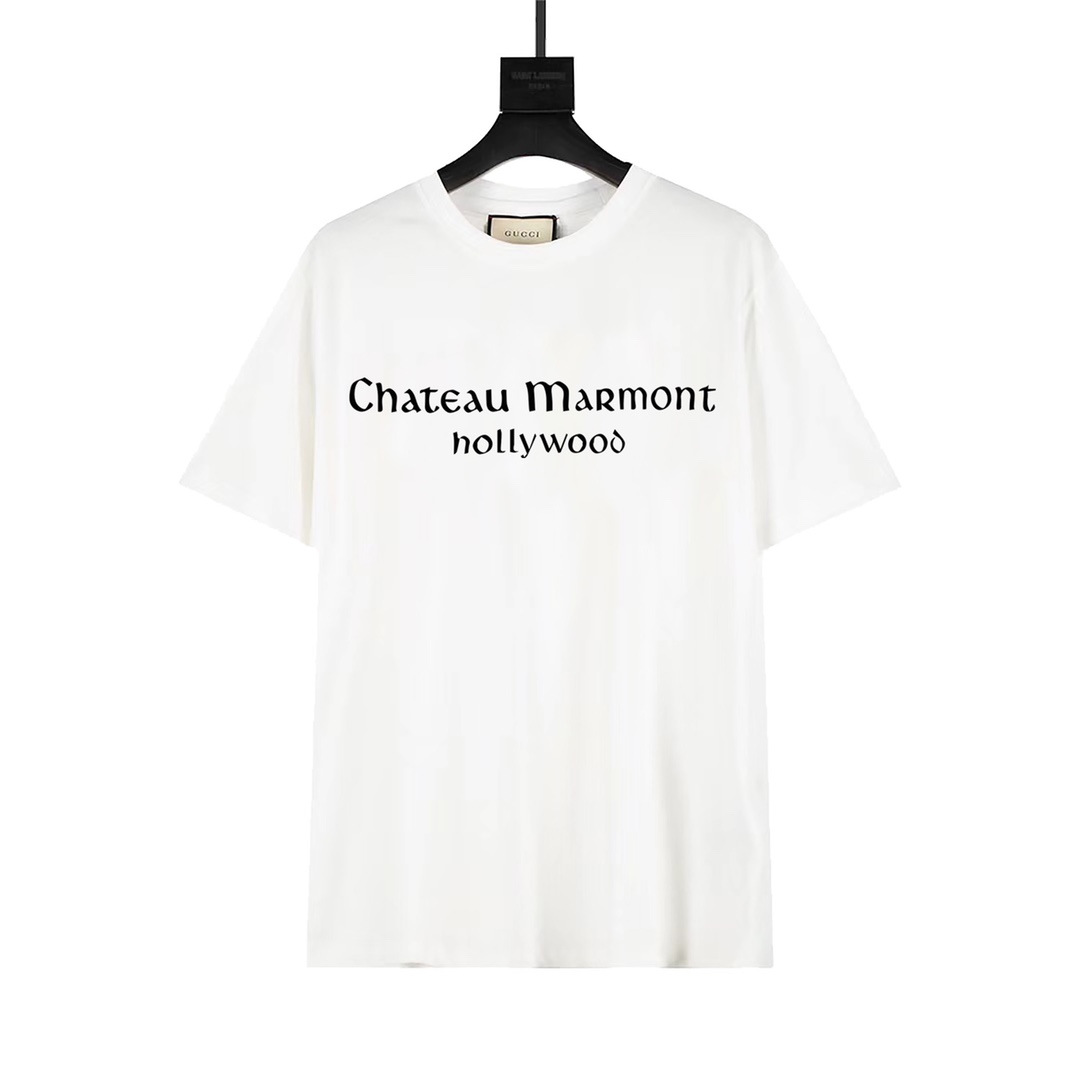 Gucci Marmont - Camiseta de algodón con estampado floral y letras. 💐 El color de cada flor es muy saturado, cómodo y h…