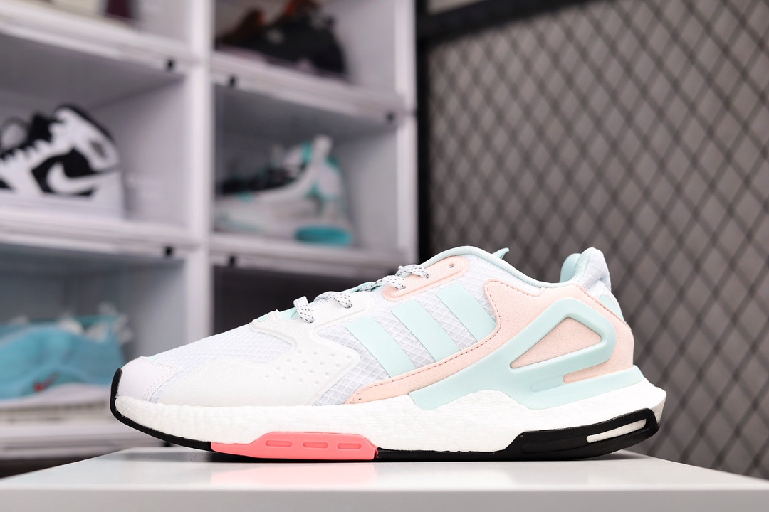 H0 公司级全新升级版本阿迪达斯 三叶草/adidas Originals 2020 Day Jogger Boost”White/Mint/Orange”2020版慢跑者系列高弹复古休闲运动跑鞋.网材鞋面搭配合成绒面革饰面中底嵌入全掌Boost爆米花缓震颗粒材质,棉质脚感体验668XQ