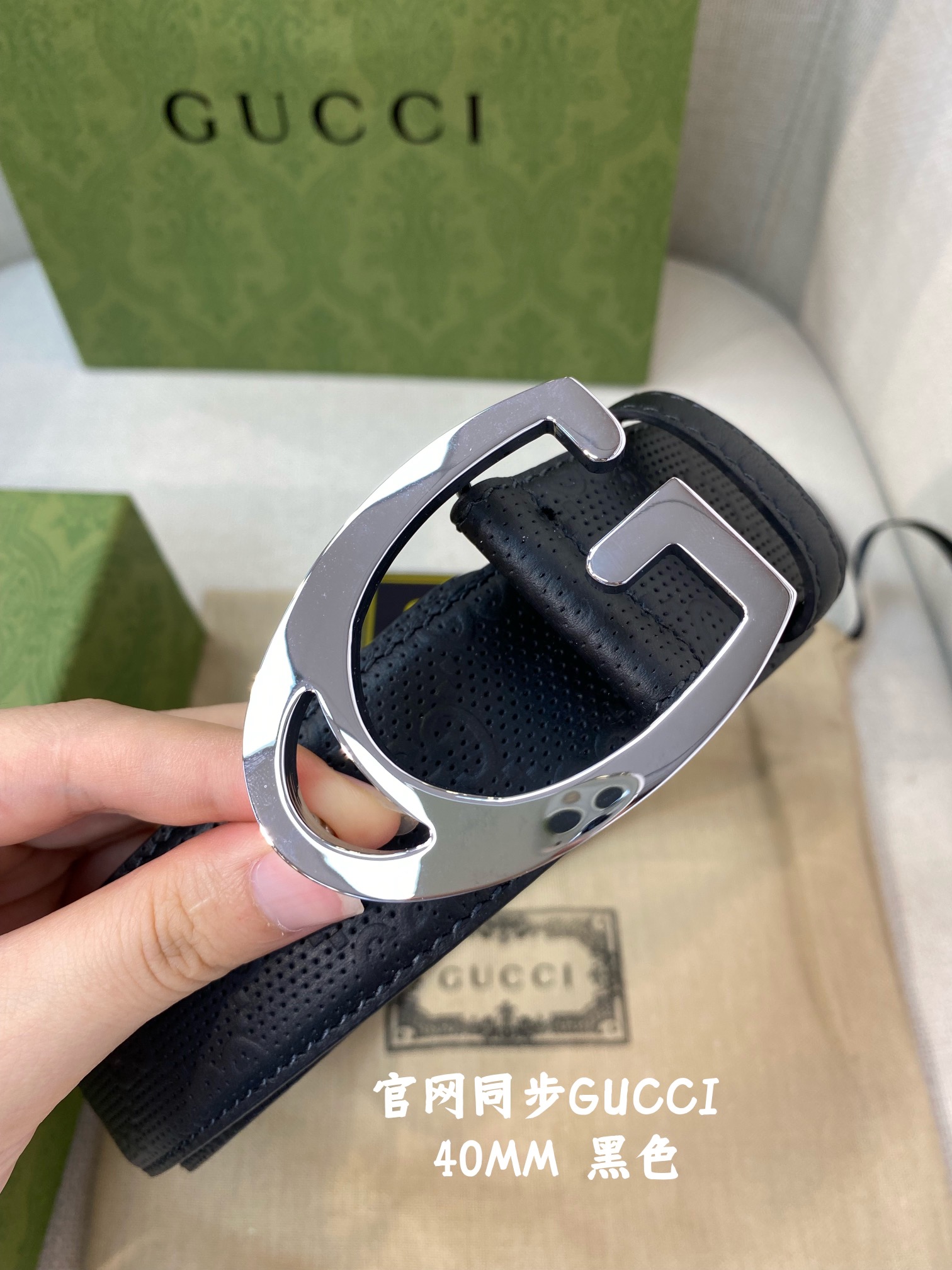 Gucci古奇官网经典正品规格4.0cm原版品质头层小牛皮压花进口头层底