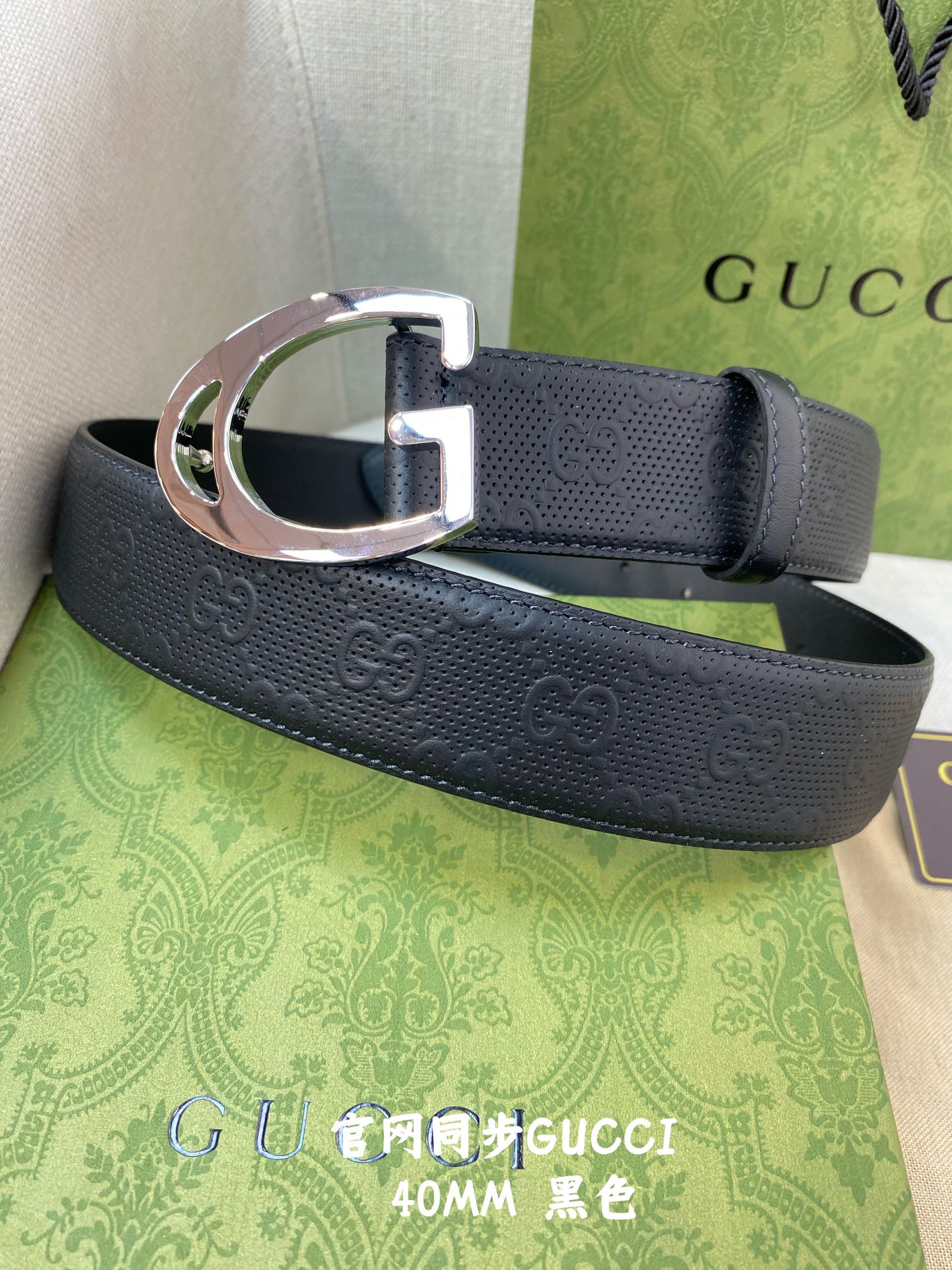 Gucci古奇官网经典正品规格4.0cm原版品质头层小牛皮压花进口头层底