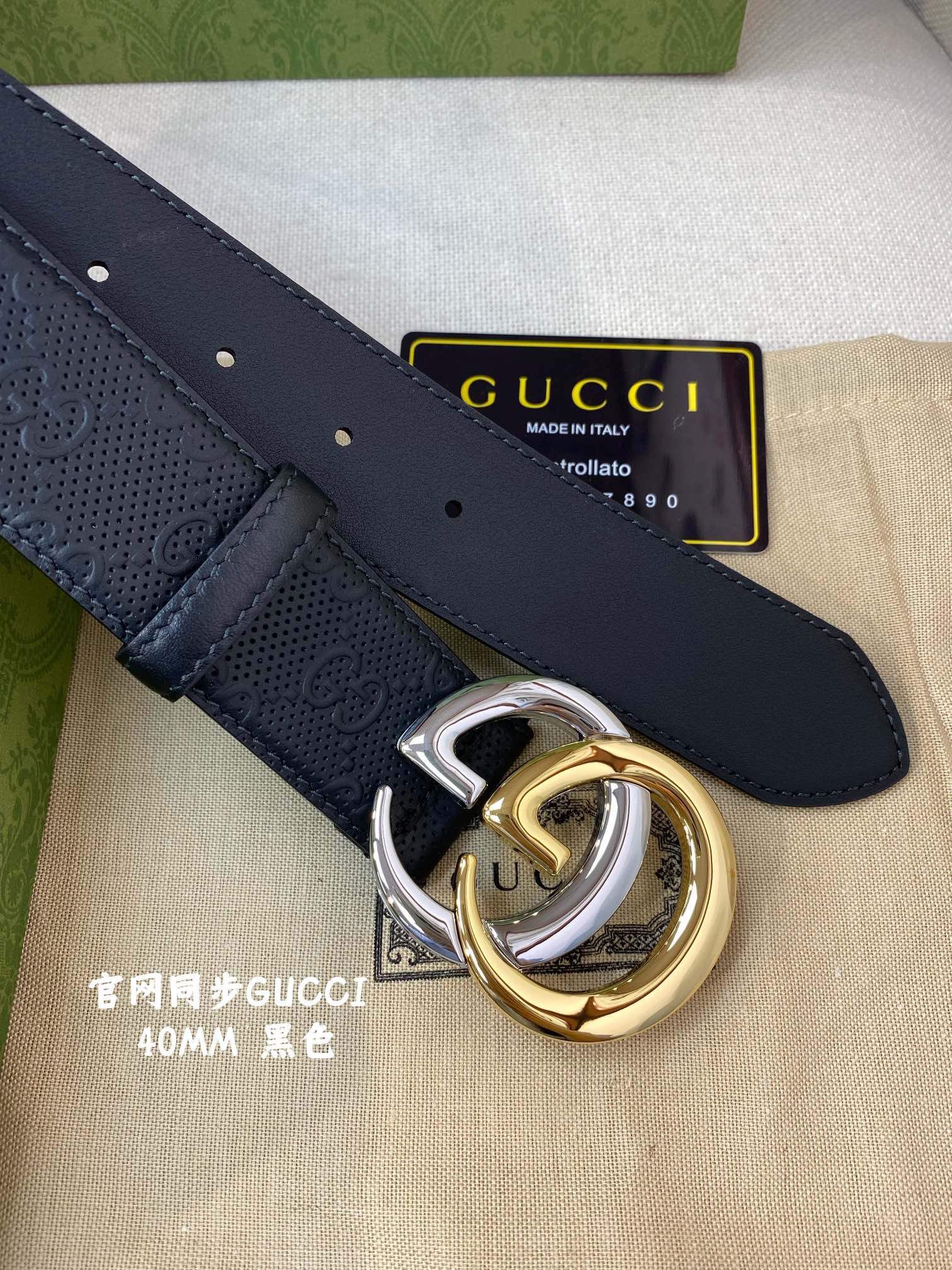 Gucci古奇官网经典正品规格4.0cm原版品质头层小牛皮压花进口头层底