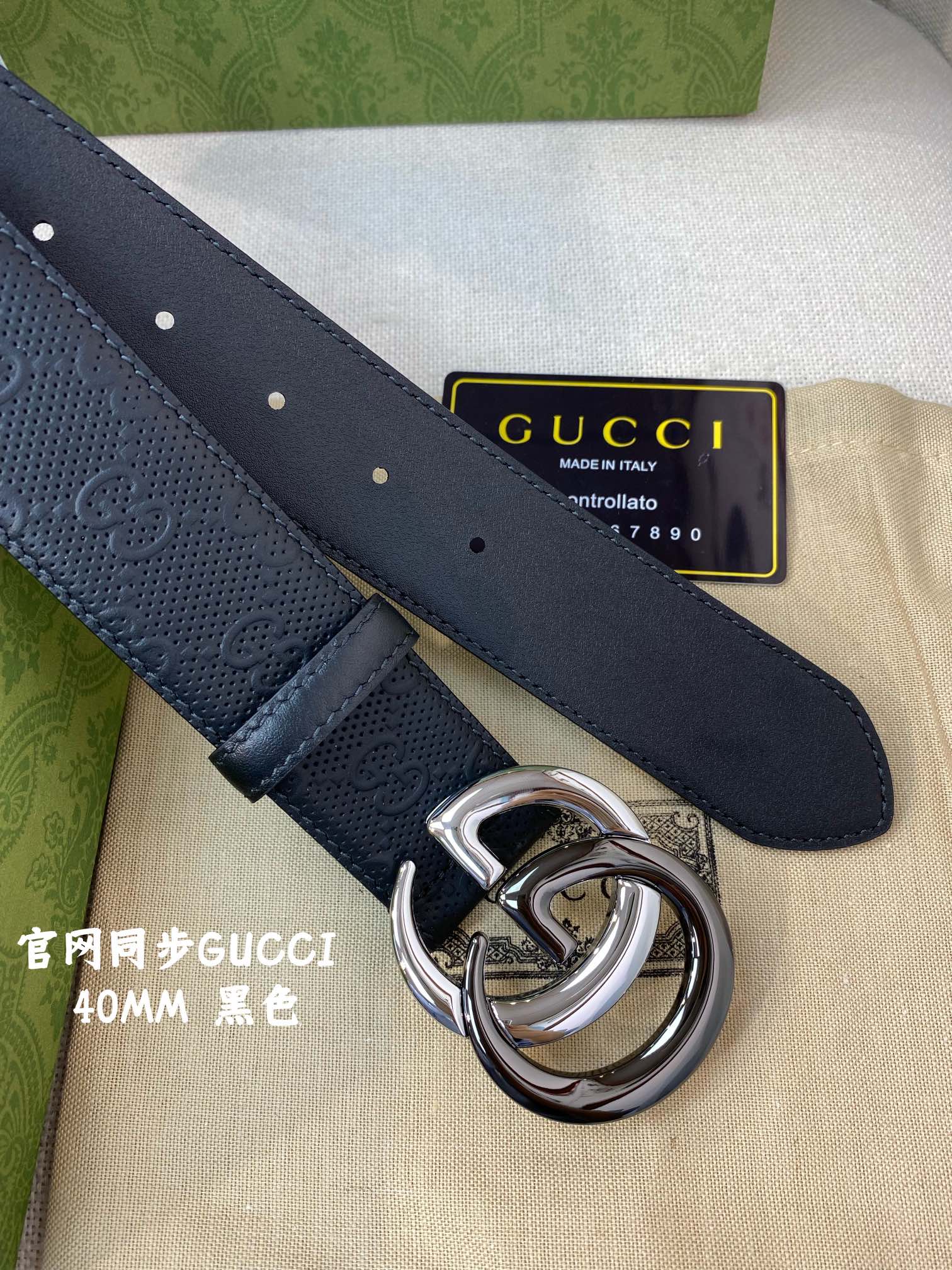 Gucci古奇官网经典正品规格4.0cm原版品质头层小牛皮压花进口头层底