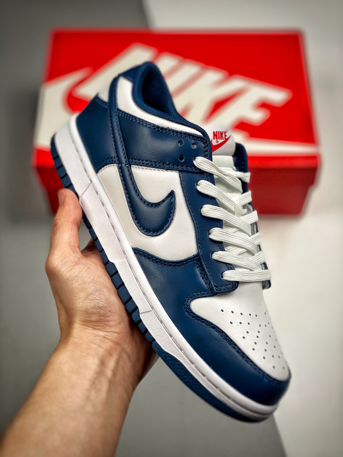 -4 Nk Dunk SB Low Blanco y azul marino, producción original de fábrica, lanzamiento real, materiales de primera capa or…
