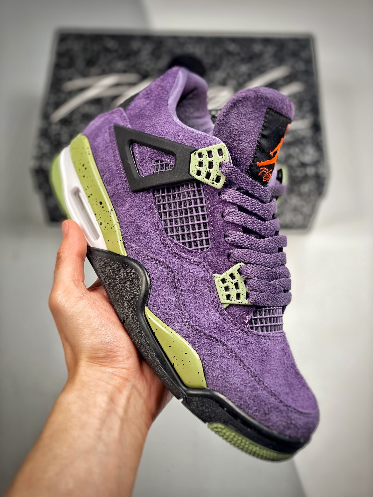 -5 Air Jordan 4 Retro Bred gamuza púrpura versión inicial AJ4 de caña media, zapatillas de baloncesto deportivas y cult…