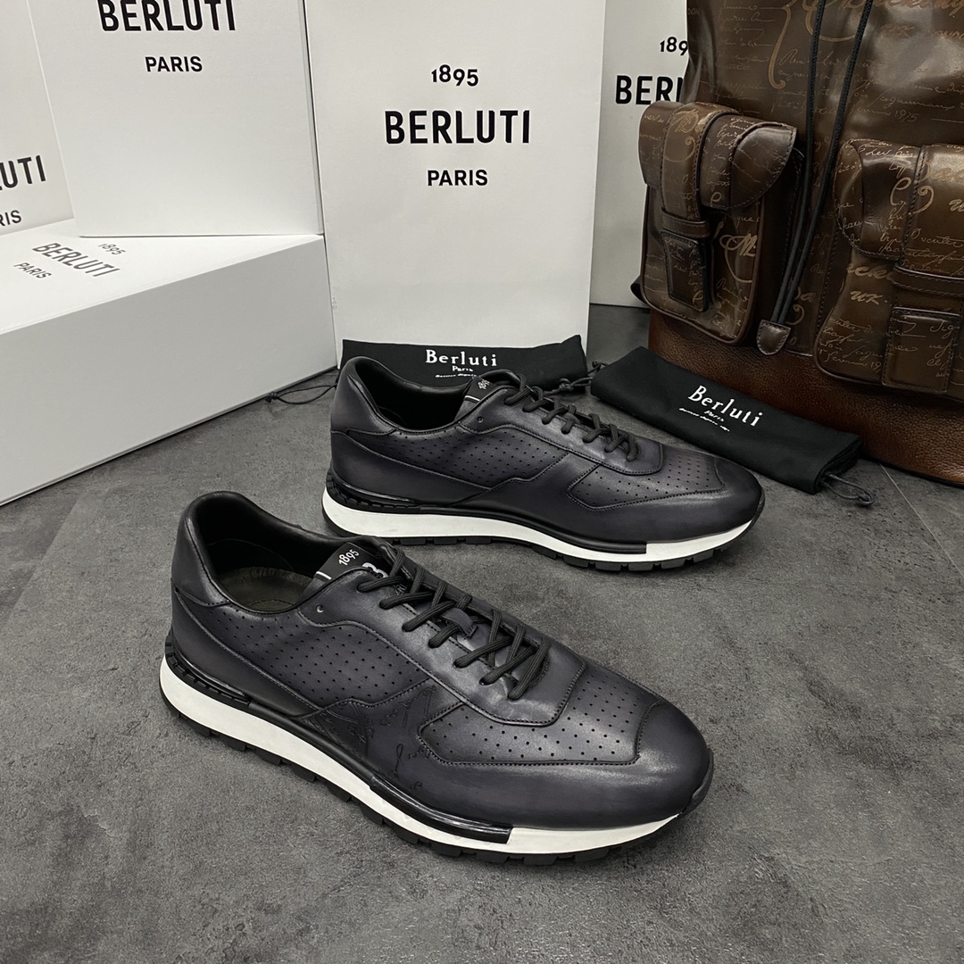 Berlut*布鲁提升级版第三代私模大底FastTrack皮革运动鞋官方13,200最新款男士休闲运动跑