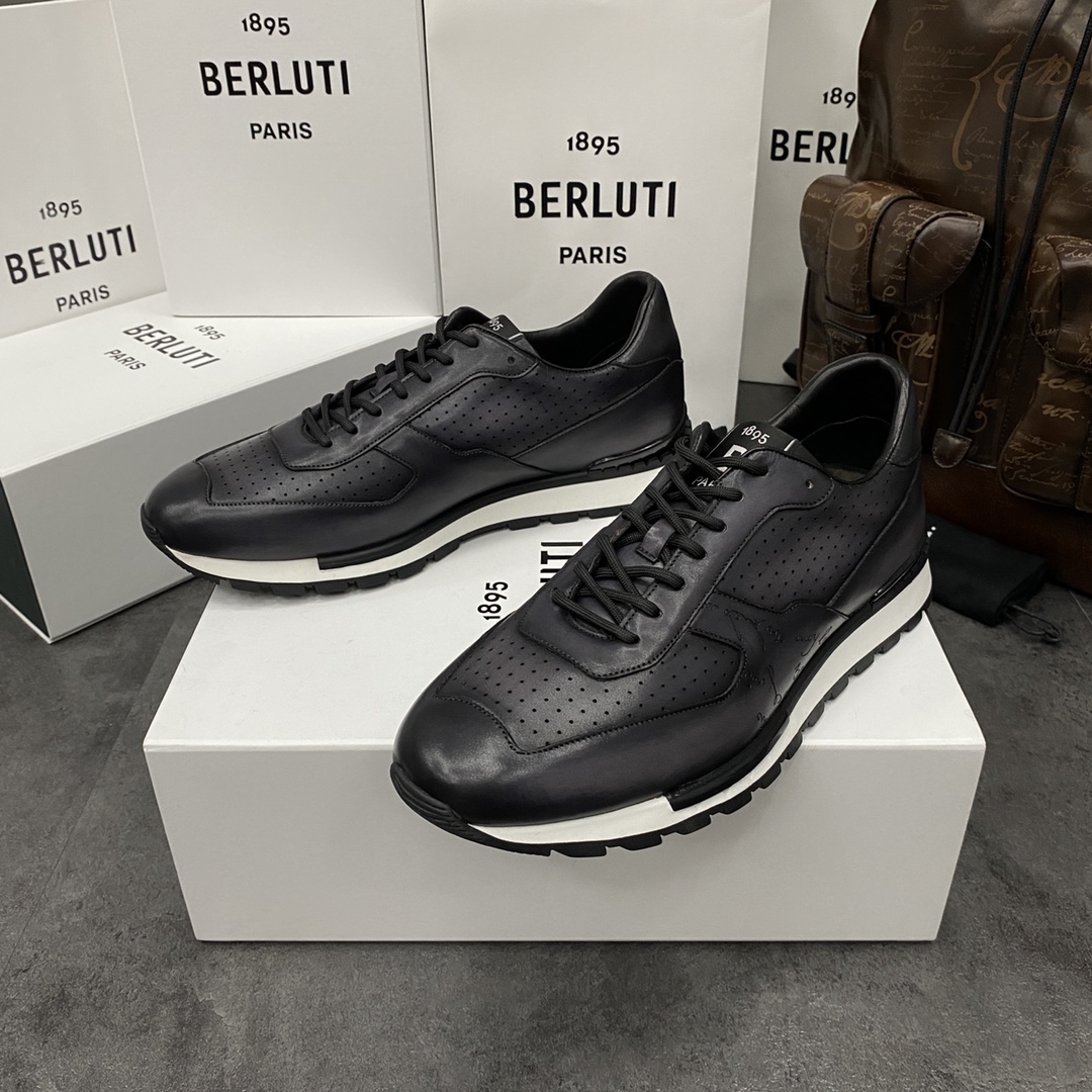 Berlut*布鲁提升级版第三代私模大底FastTrack皮革运动鞋官方13,200最新款男士休闲运动跑