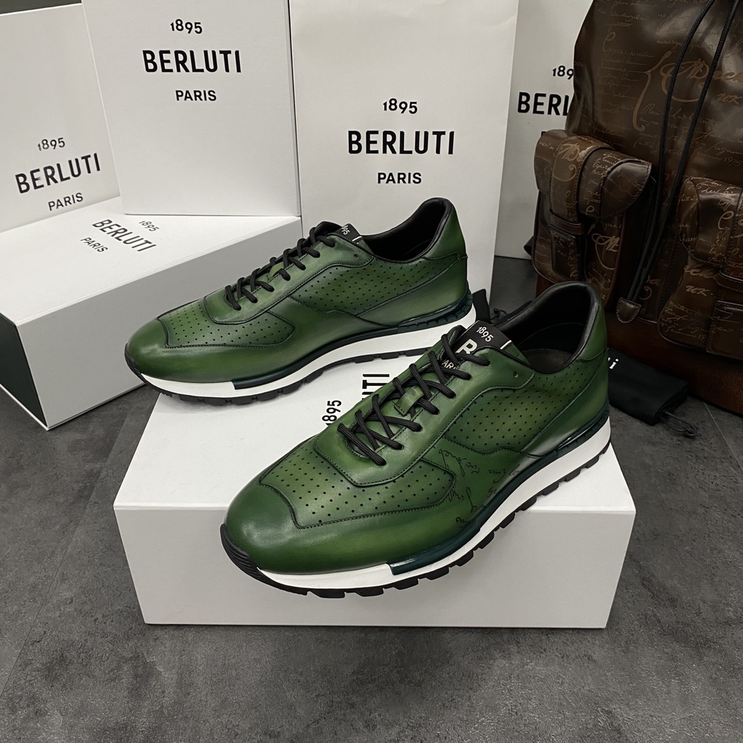 Berlut*布鲁提升级版第三代私模大底FastTrack皮革运动鞋官方13,200最新款男士休闲运动跑