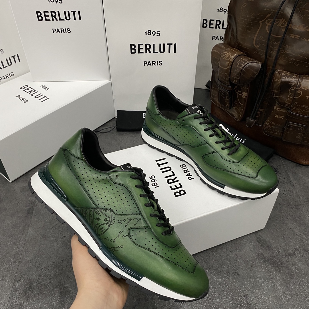 Berlut*布鲁提升级版第三代私模大底FastTrack皮革运动鞋官方13,200最新款男士休闲运动跑