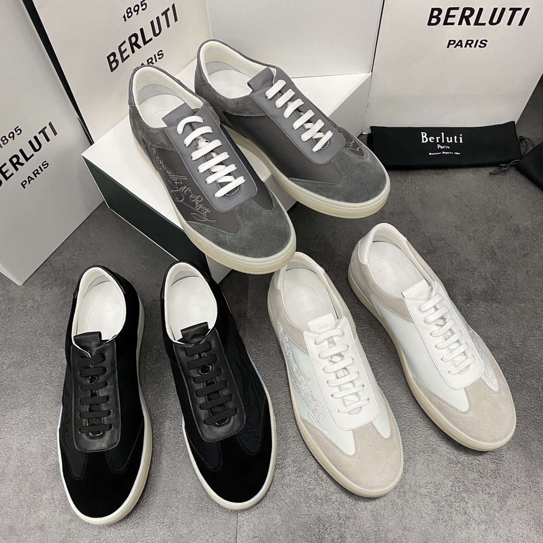 💋💍Berlut* 布鲁提 春款系列 长期供货 Playtime经典帆布与皮革运动鞋板鞋上🆕 官方 8,