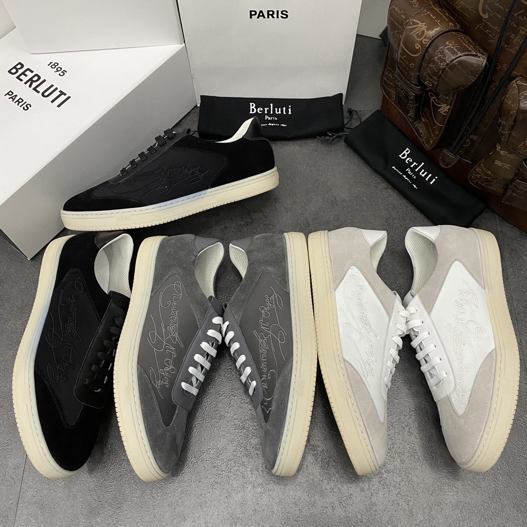 💋💍Berlut* 布鲁提 春款系列 长期供货 Playtime经典帆布与皮革运动鞋板鞋上🆕 官方 8,