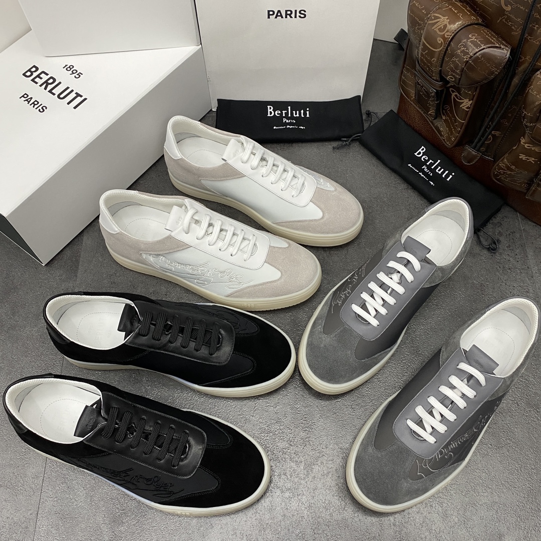 💋💍Berlut* 布鲁提 春款系列 长期供货 Playtime经典帆布与皮革运动鞋板鞋上🆕 官方 8,