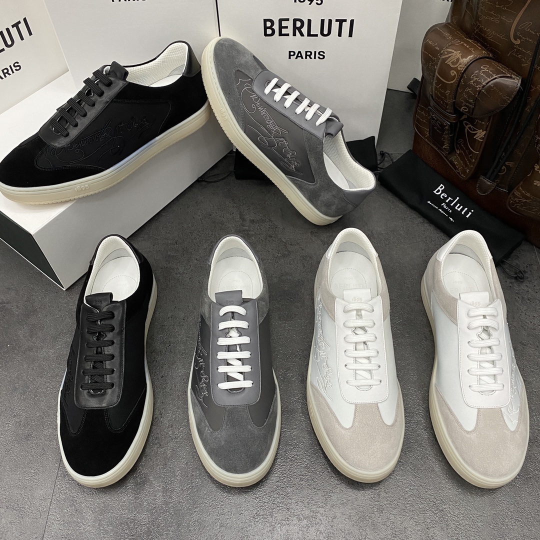 💋💍Berlut* 布鲁提 春款系列 长期供货 Playtime经典帆布与皮革运动鞋板鞋上🆕 官方 8,