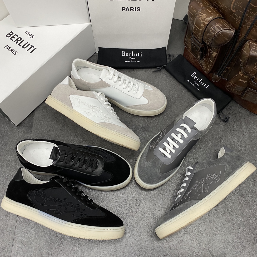💋💍Berlut* 布鲁提 春款系列 长期供货 Playtime经典帆布与皮革运动鞋板鞋上🆕 官方 8,