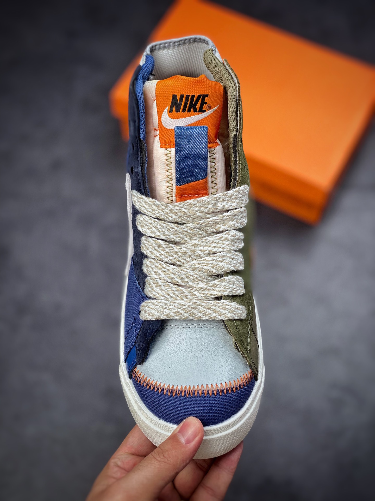 220 Nike Blazer Mid’77 Jumbo 蓝绿拼接 经典百搭低帮开拓者板鞋 DN2158-100