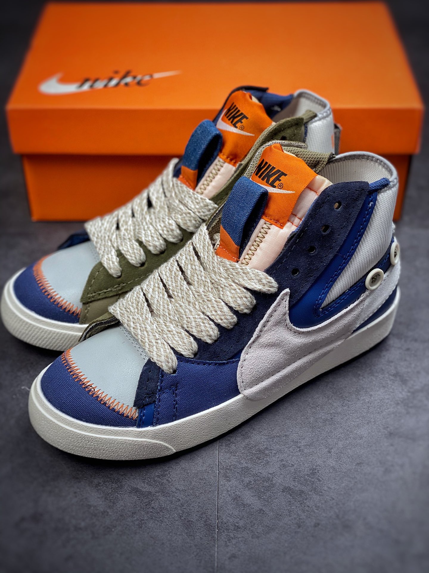 220 Nike Blazer Mid’77 Jumbo 蓝绿拼接 经典百搭低帮开拓者板鞋 DN2158-100
