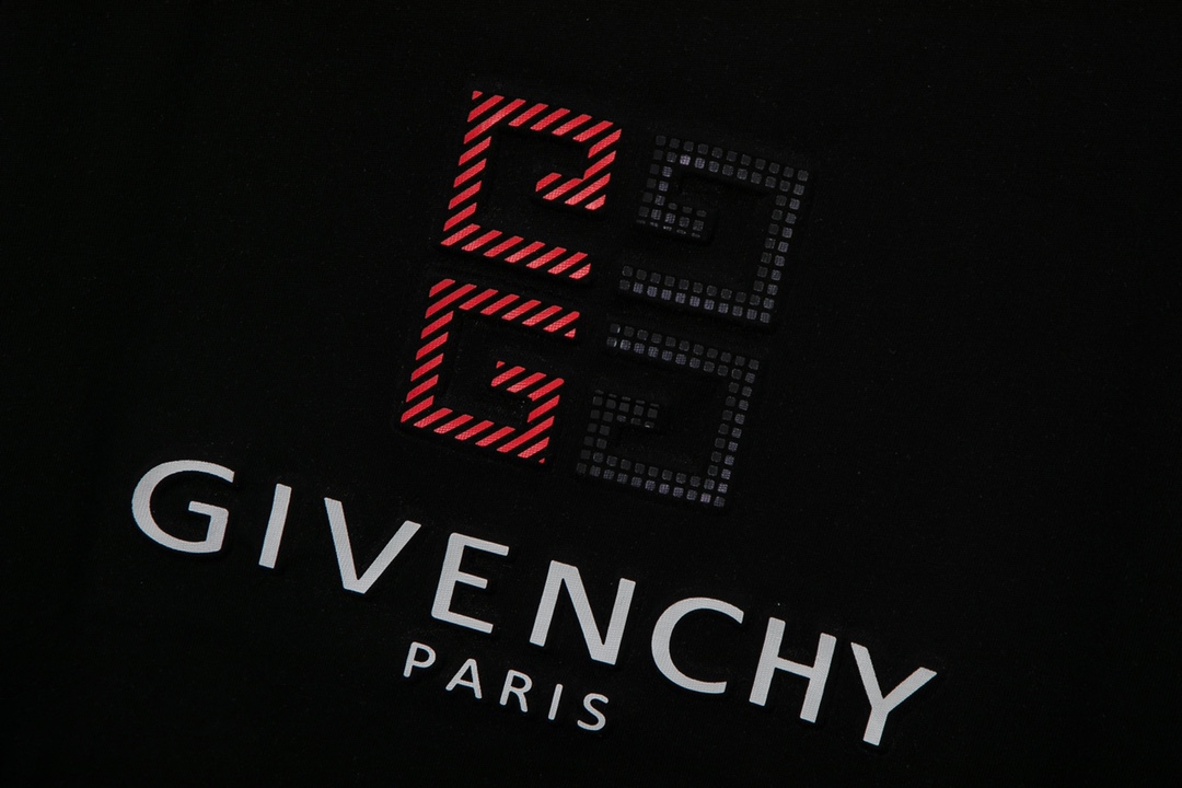 634#Givenchy（男女同款）32S双纱爽全棉250克重高品质双色定制款空压工艺-颜色黑/白-码数