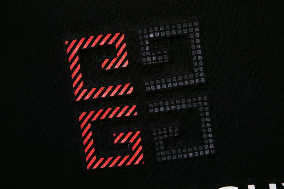 634#Givenchy（男女同款）32S双纱爽全棉250克重高品质双色定制款空压工艺-颜色黑/白-码数