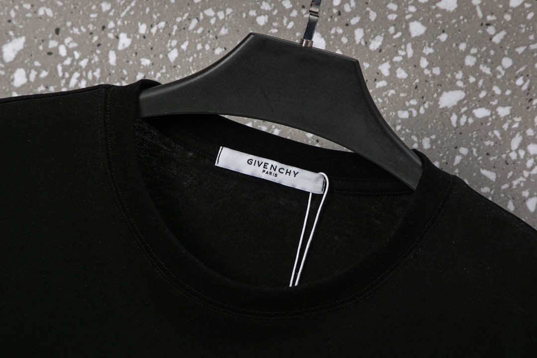 634#Givenchy（男女同款）32S双纱爽全棉250克重高品质双色定制款空压工艺-颜色黑/白-码数